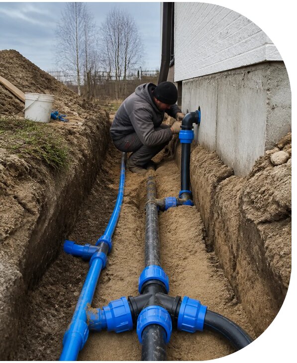 Монтаж наружного водопровода на участке под ключ в Нальчике